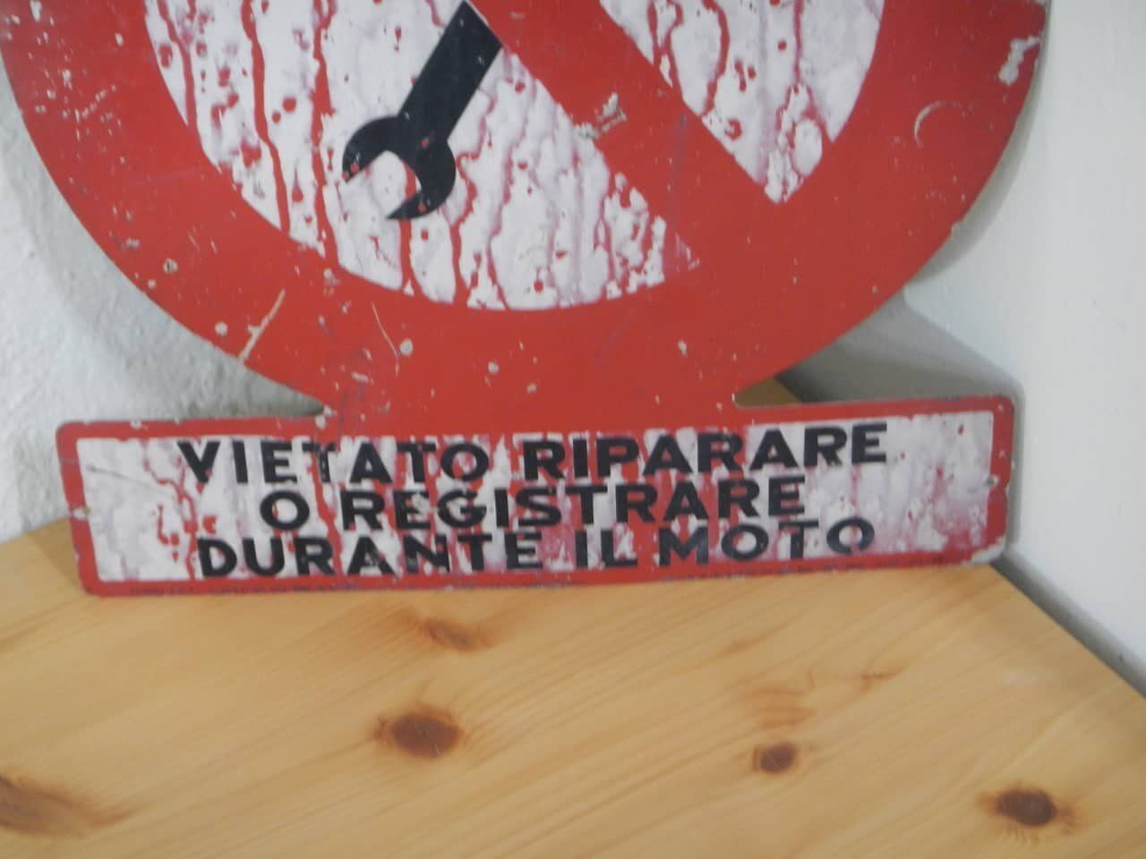 Sign Prohibiting The Repair Of Machinery, 1950 photo for sale