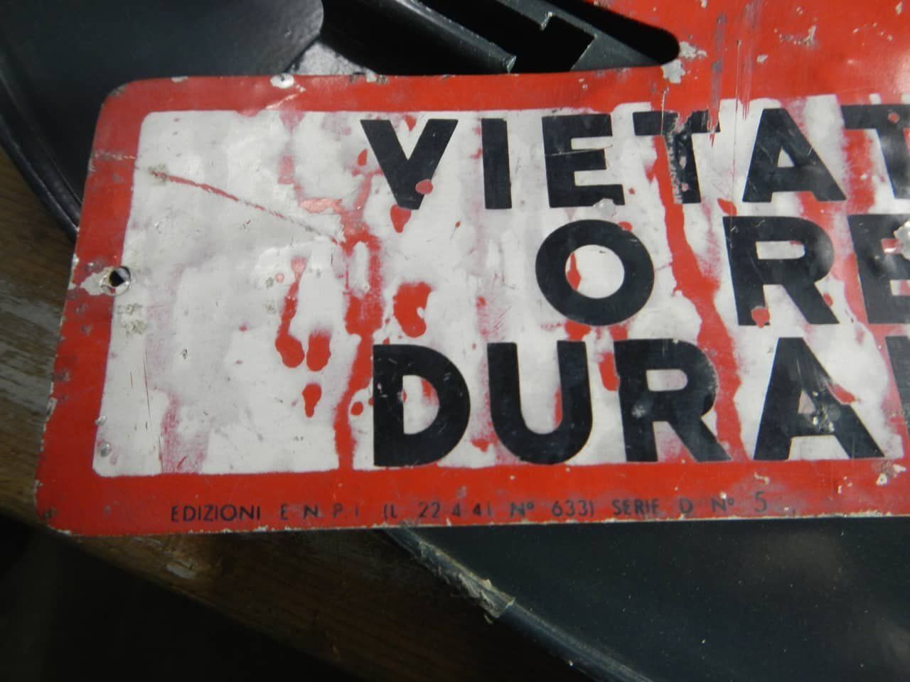 Sign Prohibiting The Repair Of Machinery, 1950 photo vinterior