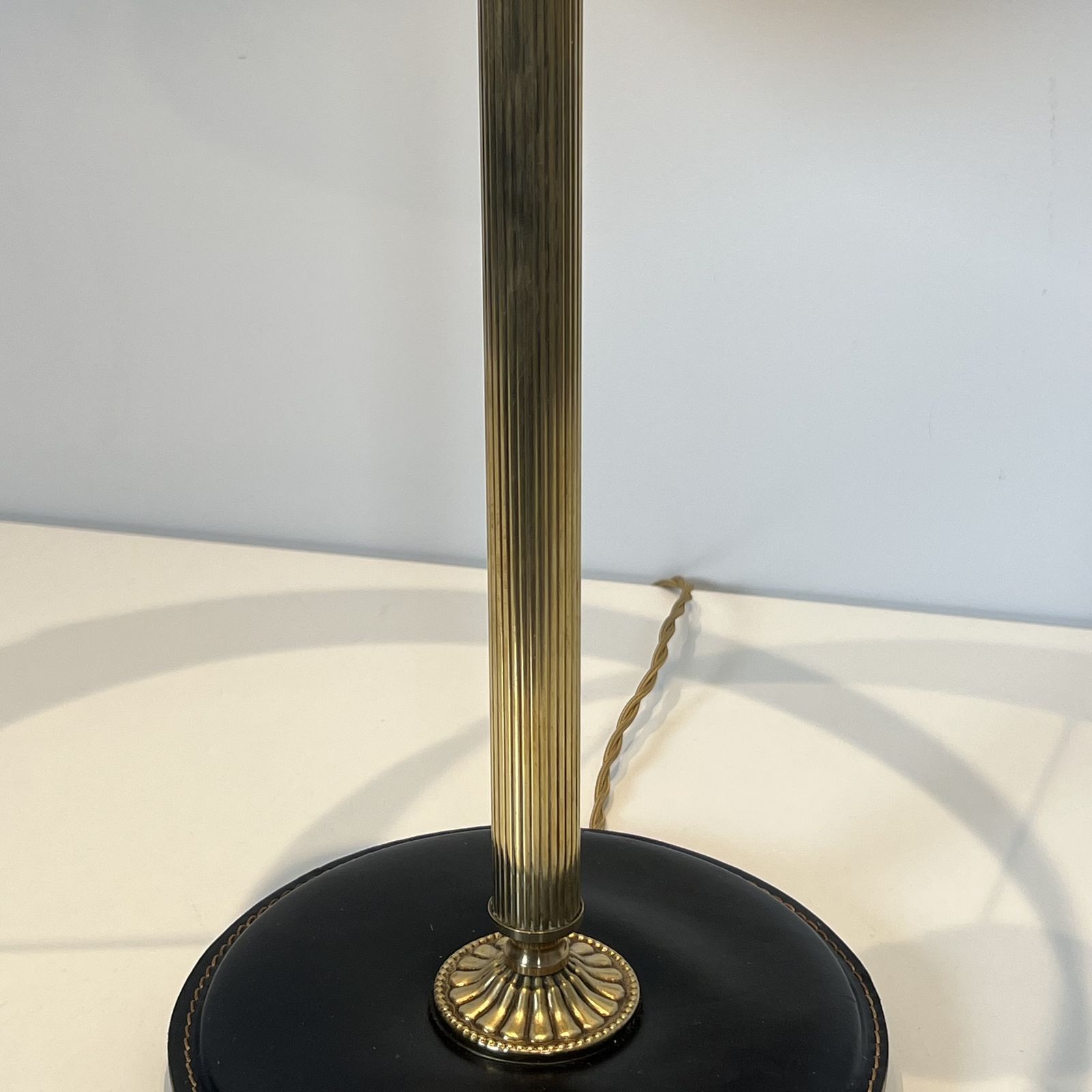 photo furniture Black Leather And Brass Desk Lamp In The Style Of Jacques Adnet