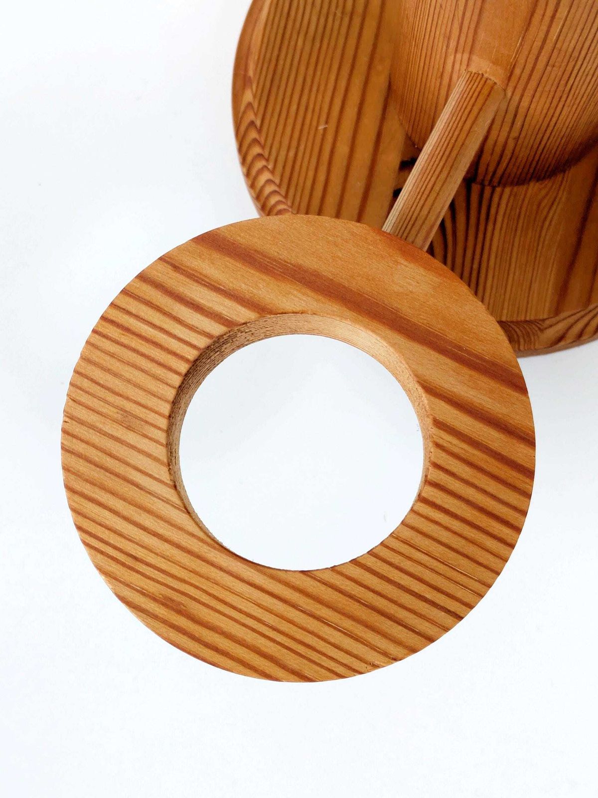 Home Decor Midcentury Scandinavian Pine Candle Holder With Glass Bowls, Sculptural Nordic Wood Centerpiece photo
