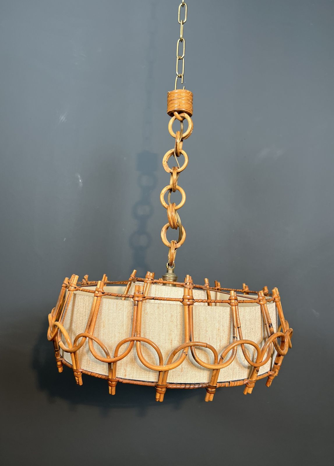 Rattan Chandelier In The Style Of Adrien Audoux And Frida Minet (Audoux Minet) photo vinterior