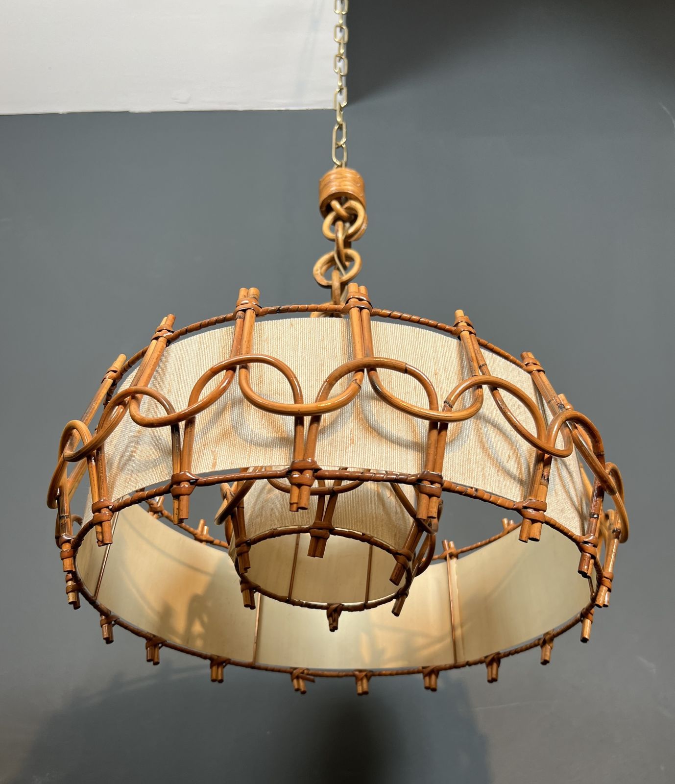 Rattan Chandelier In The Style Of Adrien Audoux And Frida Minet (Audoux Minet) photo buy