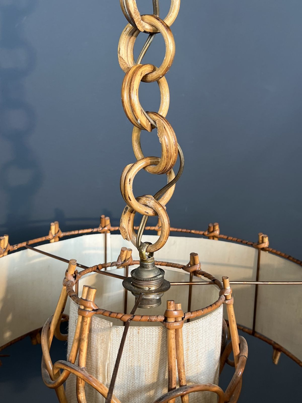 photo for sale Rattan Chandelier In The Style Of Adrien Audoux And Frida Minet (Audoux Minet)