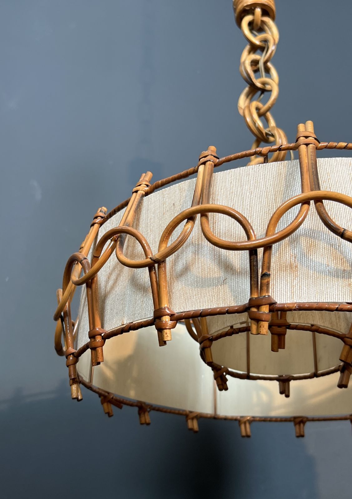 photo vinterior Rattan Chandelier In The Style Of Adrien Audoux And Frida Minet (Audoux Minet)