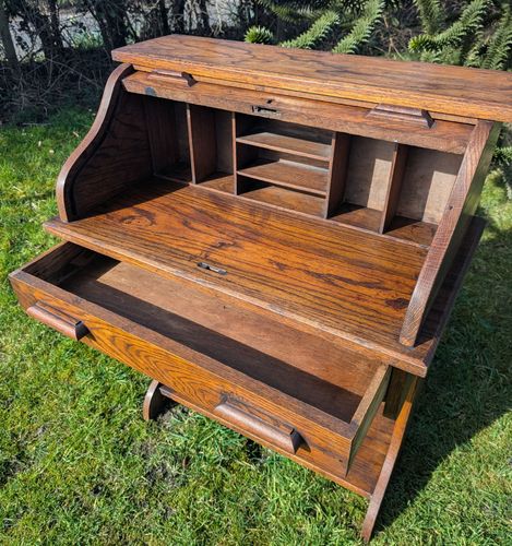 Swedish Roll Top Mid Century Oak Desk Delivery Available 0028. photo 375.0