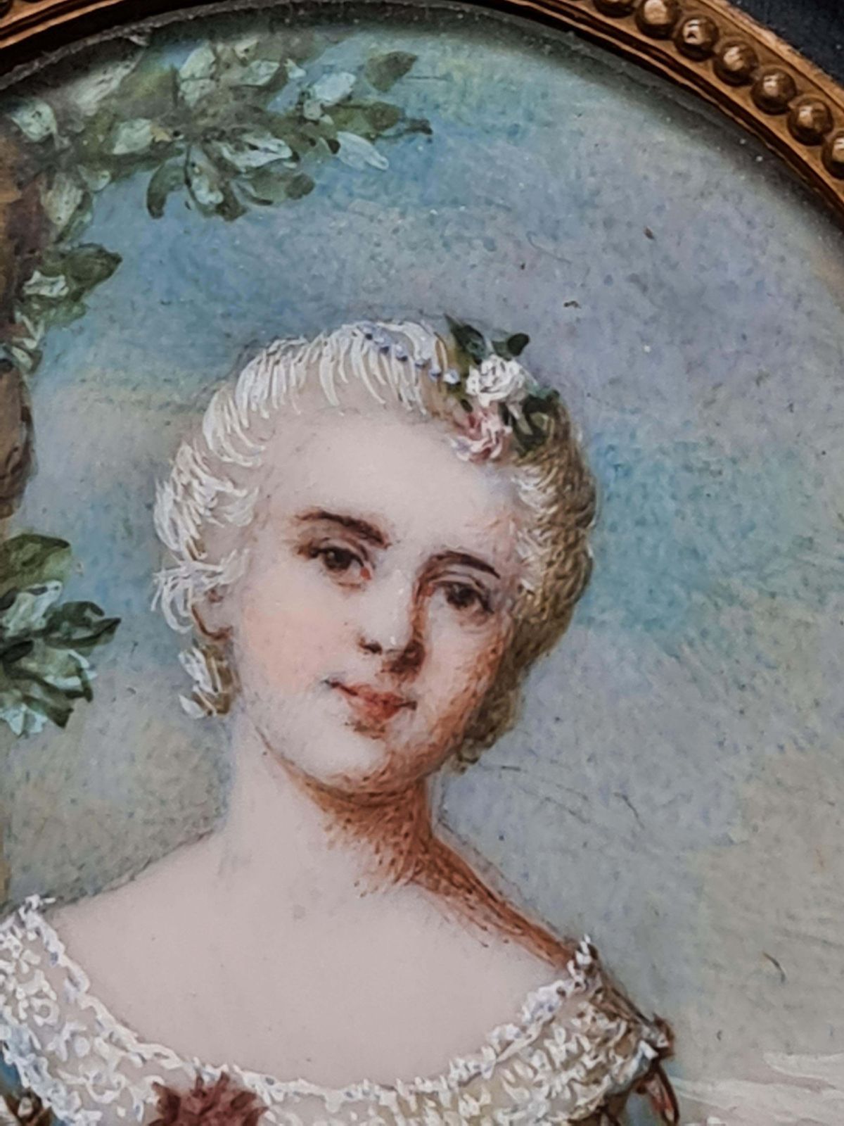 Friedrich August Von Kaulbach, Miniature Portrait Of 18th Century Lady, Gouache, Belle Epoque, Signed photo furniture