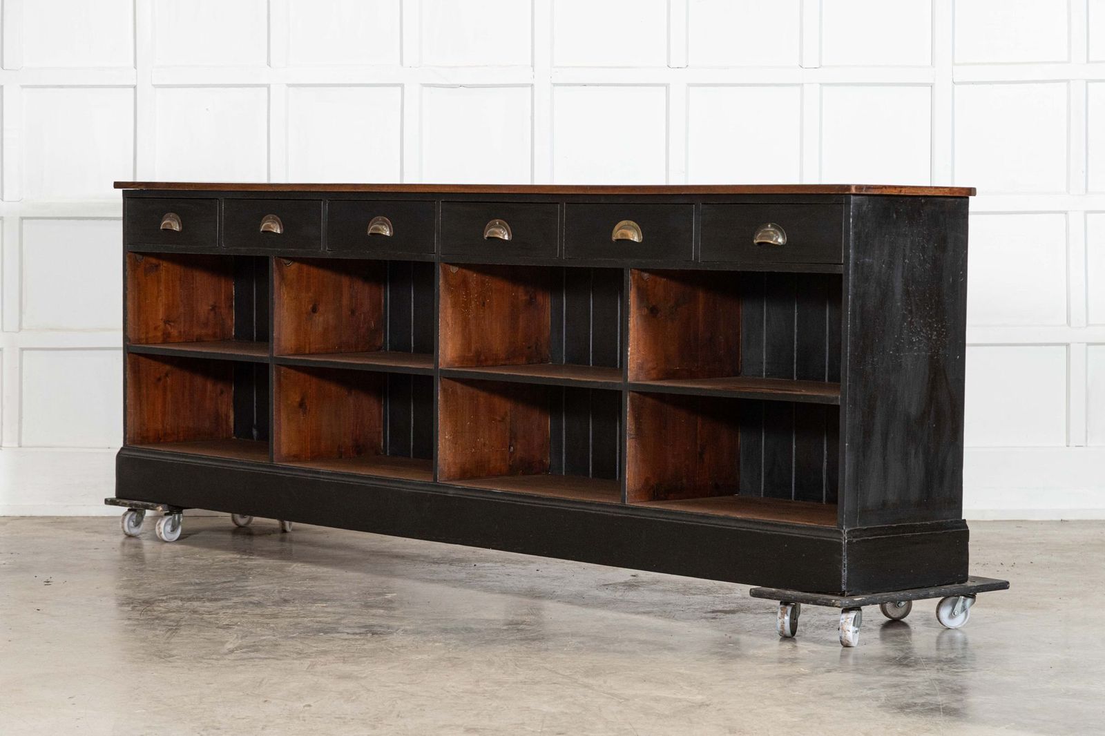 Monumental 19thc English Mahogany & Pine Shop Counter / Island photo Furniture
