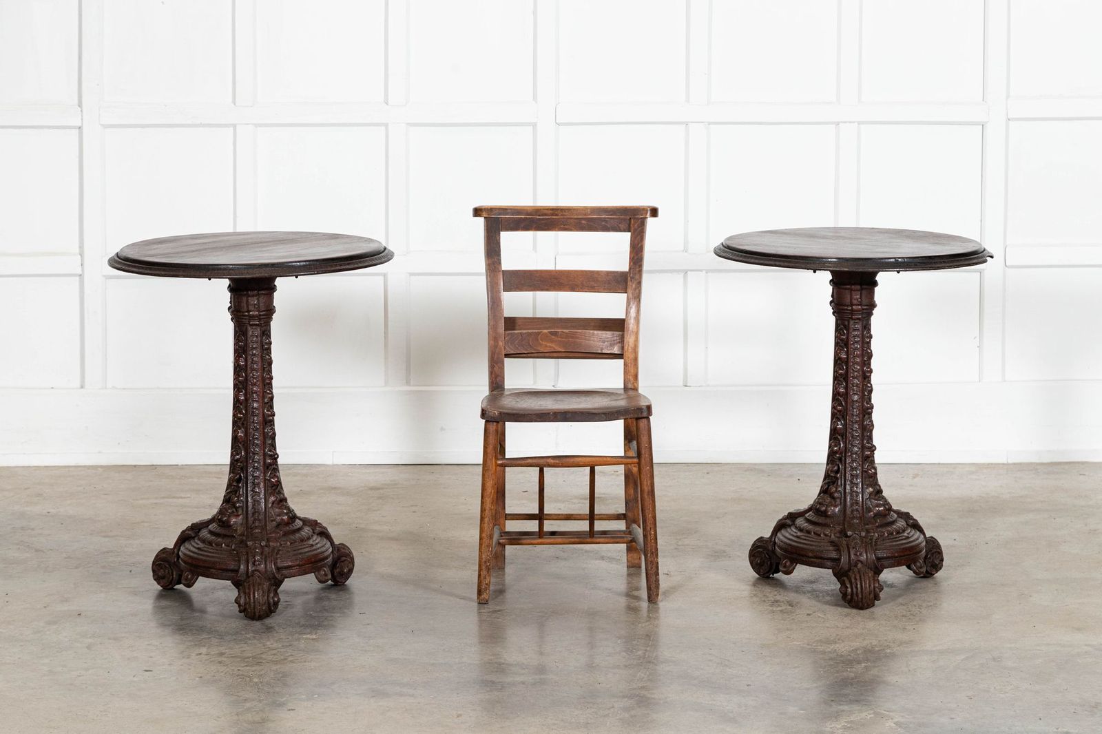 Pair English 19thc Mahogany Painted Cast Iron Tavern Tables photo 5118.0
