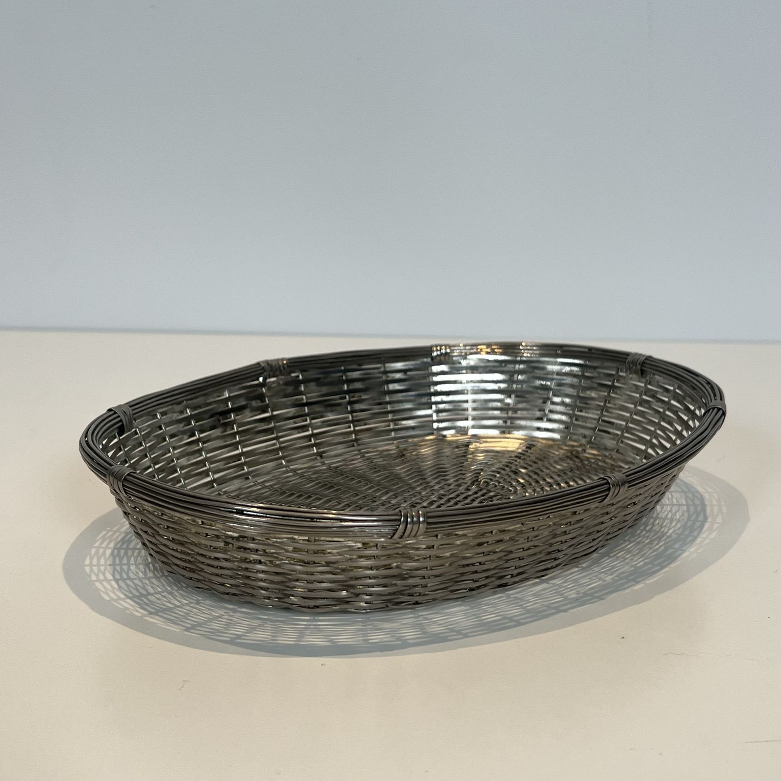 Basket / Trinket Tray Made Of Silver Metal Wire photo for sale