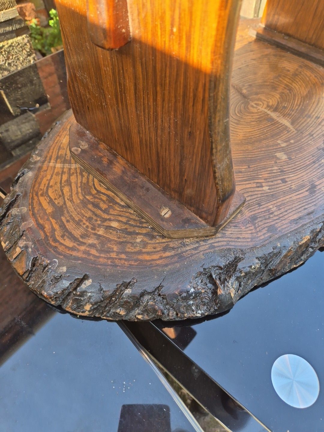 photo vinterior Handmade Rustic Vintage Wooden Coffee Table Oval Tree Trunk Side Table