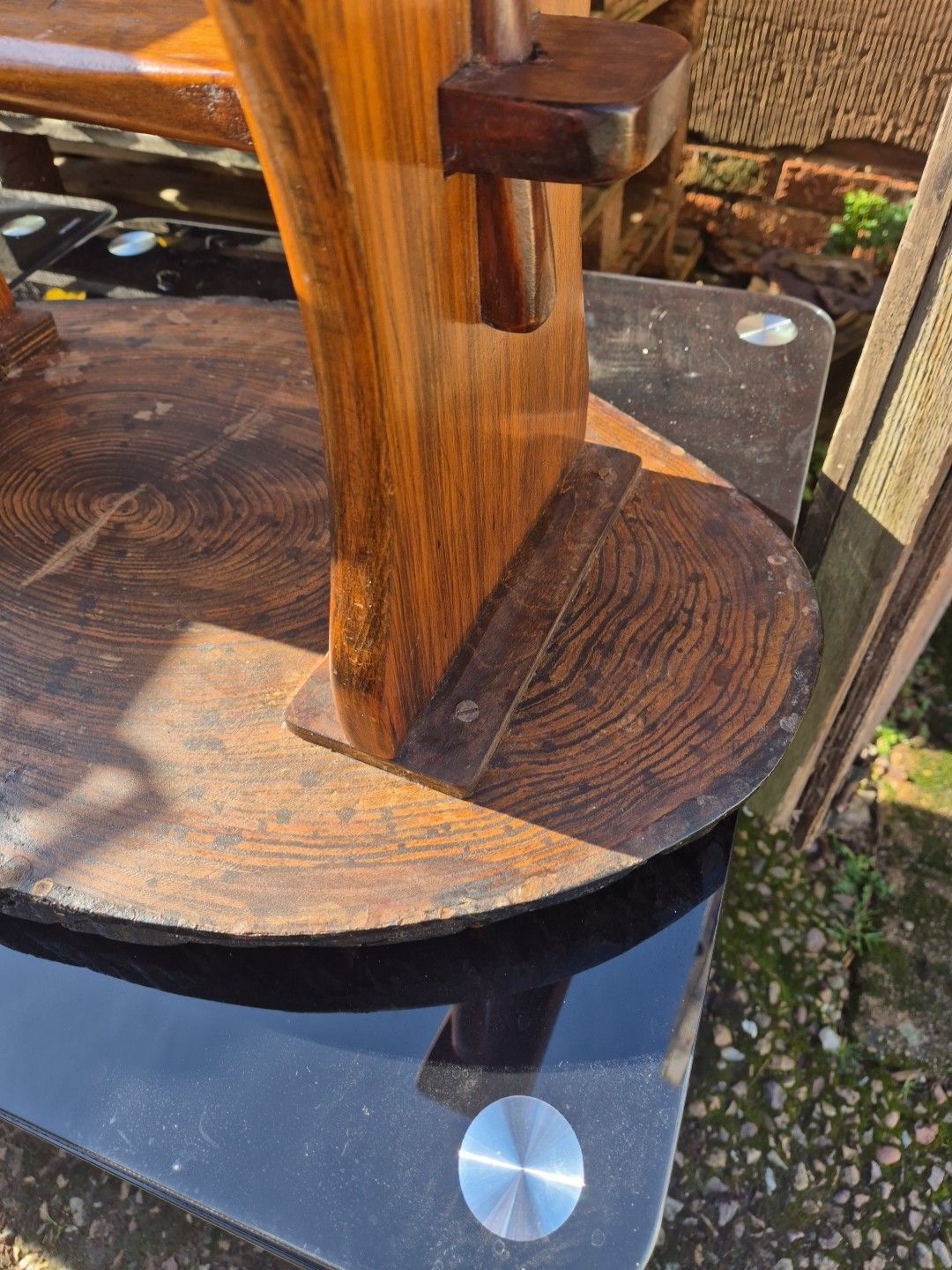 photo buy Handmade Rustic Vintage Wooden Coffee Table Oval Tree Trunk Side Table