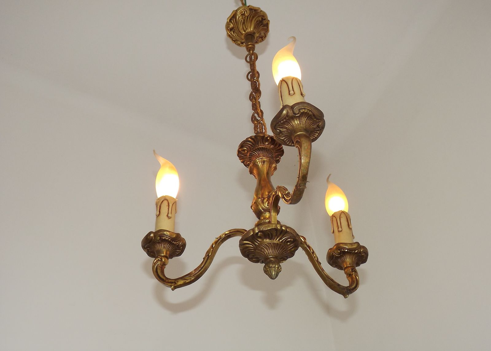 photo vinterior Lustre à 3 lumières de style Art Nouveau français en bronze
