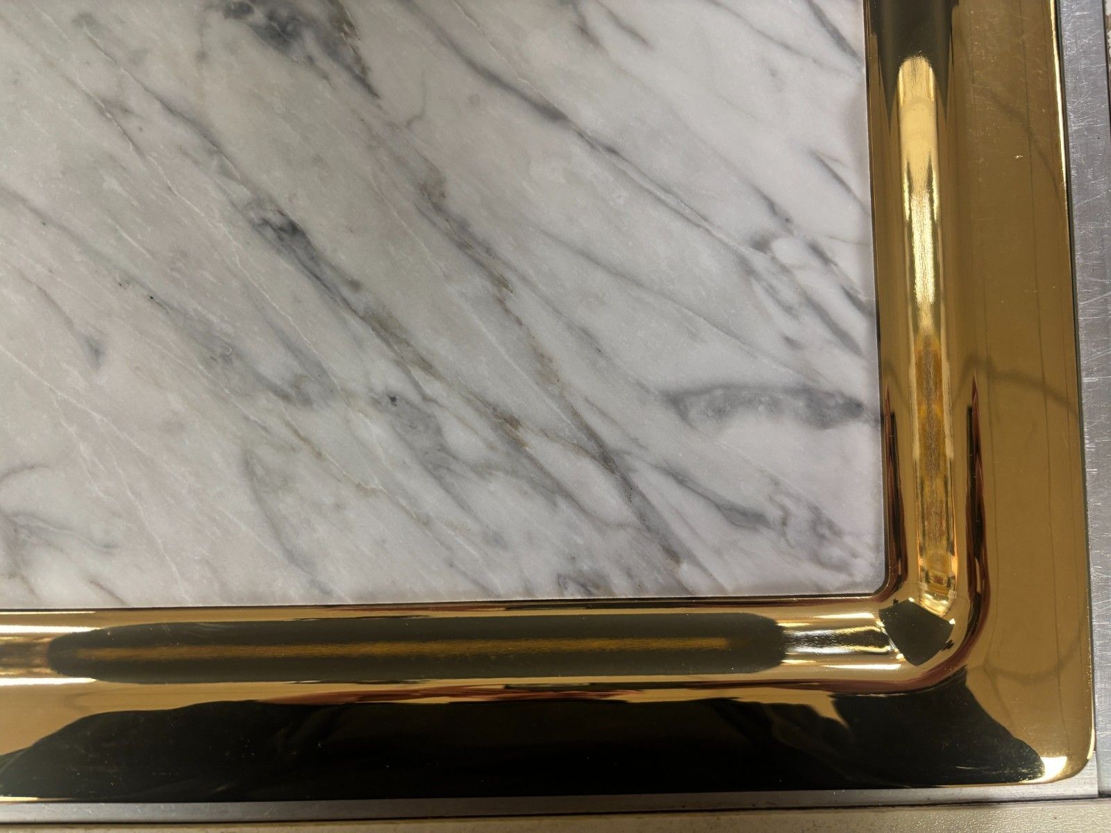 Anna New York Rablabs Carnico Italian Marble & Gold Metal Dual Tray Boxed photo 95.0
