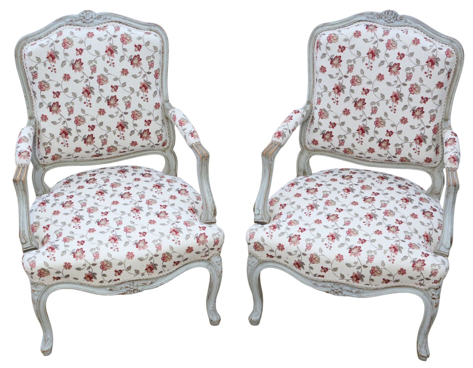 Antique C.1900 French Pair Of Painted Armchairs – Quality Period Seating photo for sale