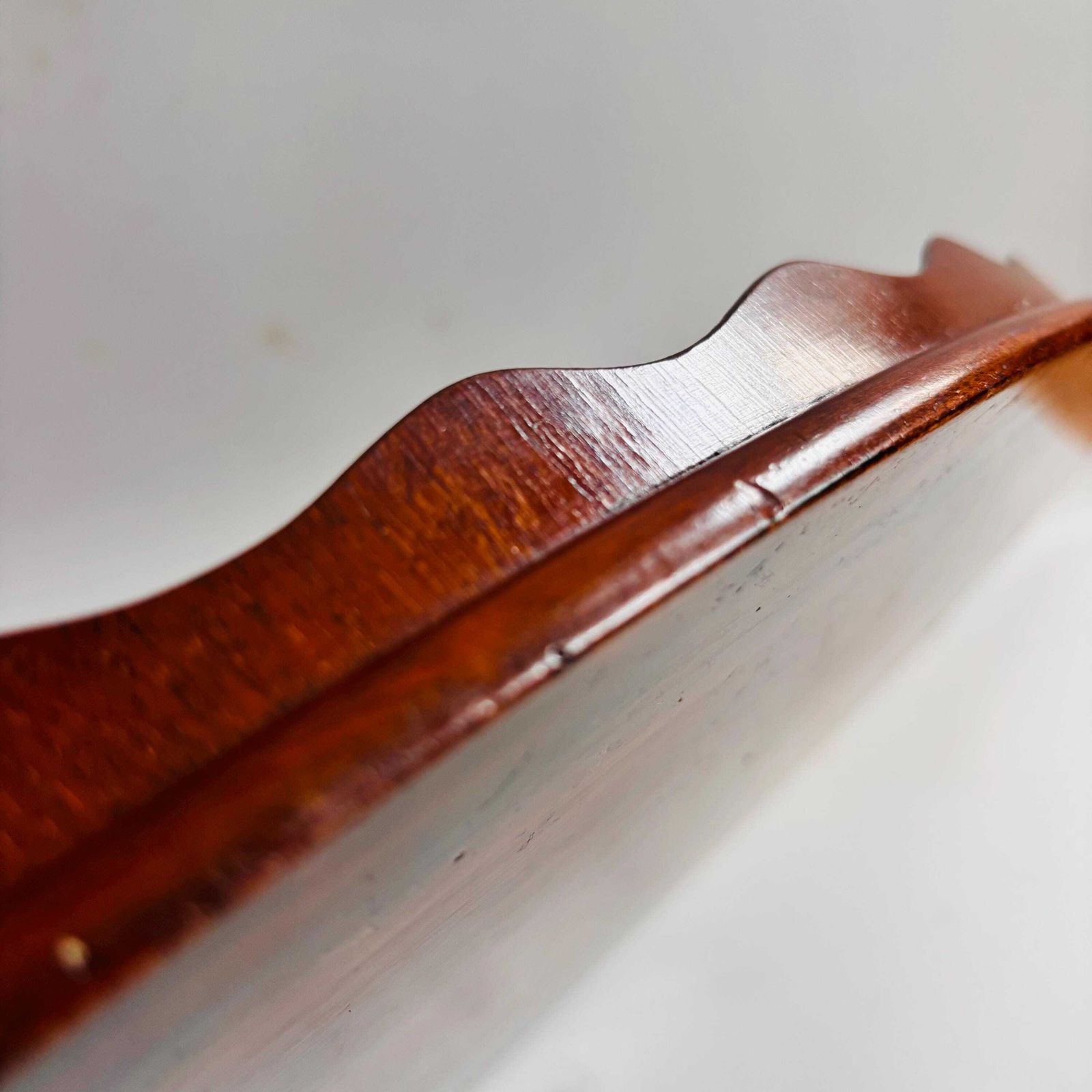 Antique Edwardian Mahogany Tray | Marquetry Inlaid Shell With Brass Handles | Butler's Tea 19c photo Home Decor