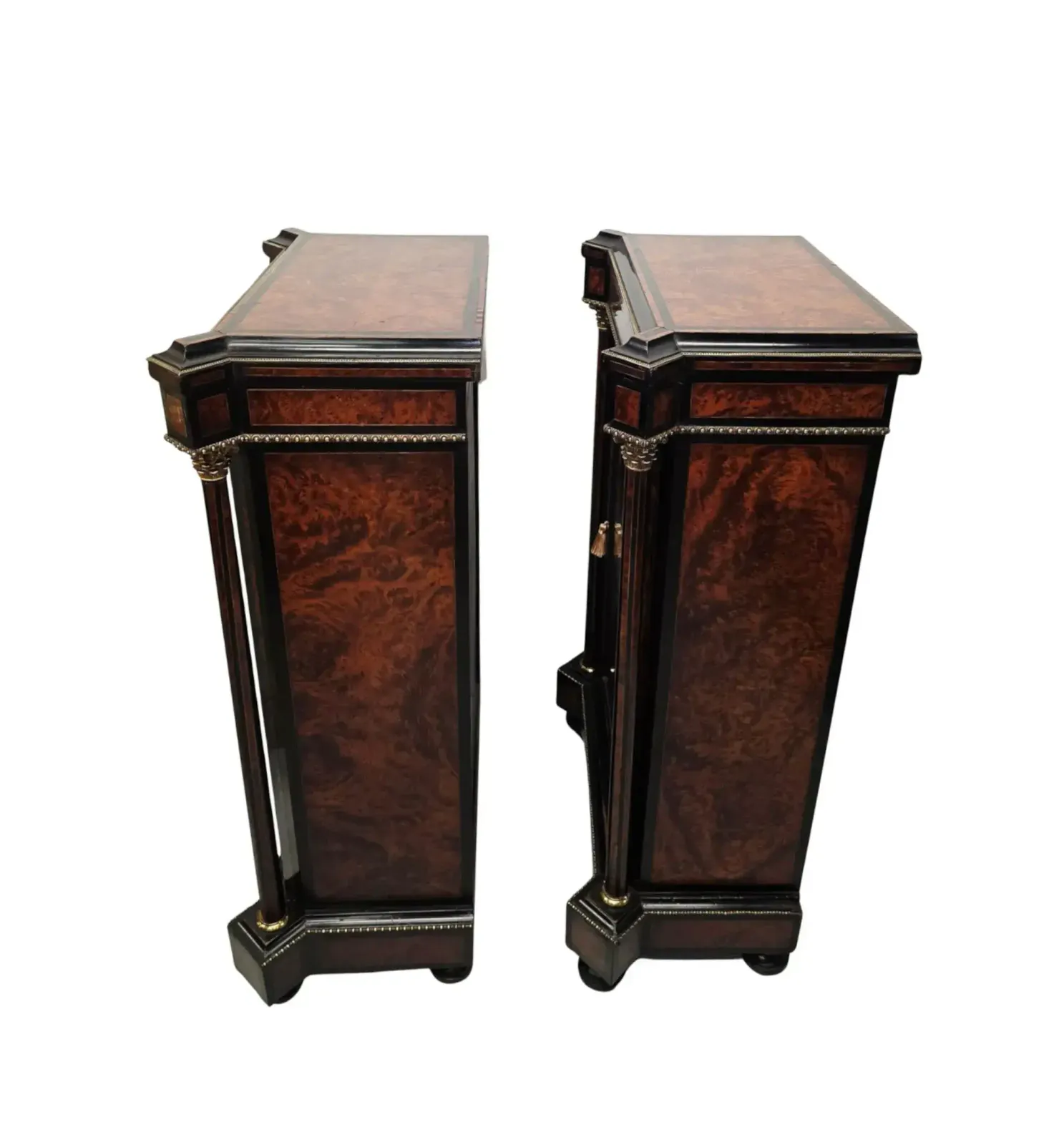 A Very Rare Pair Of 19th Century Inlaid Emboyna And Ebonised Music Or Pier Cabinets photo buy
