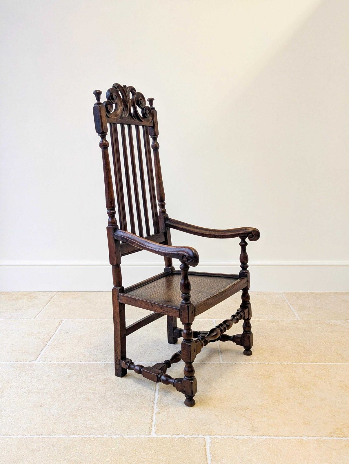 895.0 Antique William And Mary Oak Armchair C.1700 photo