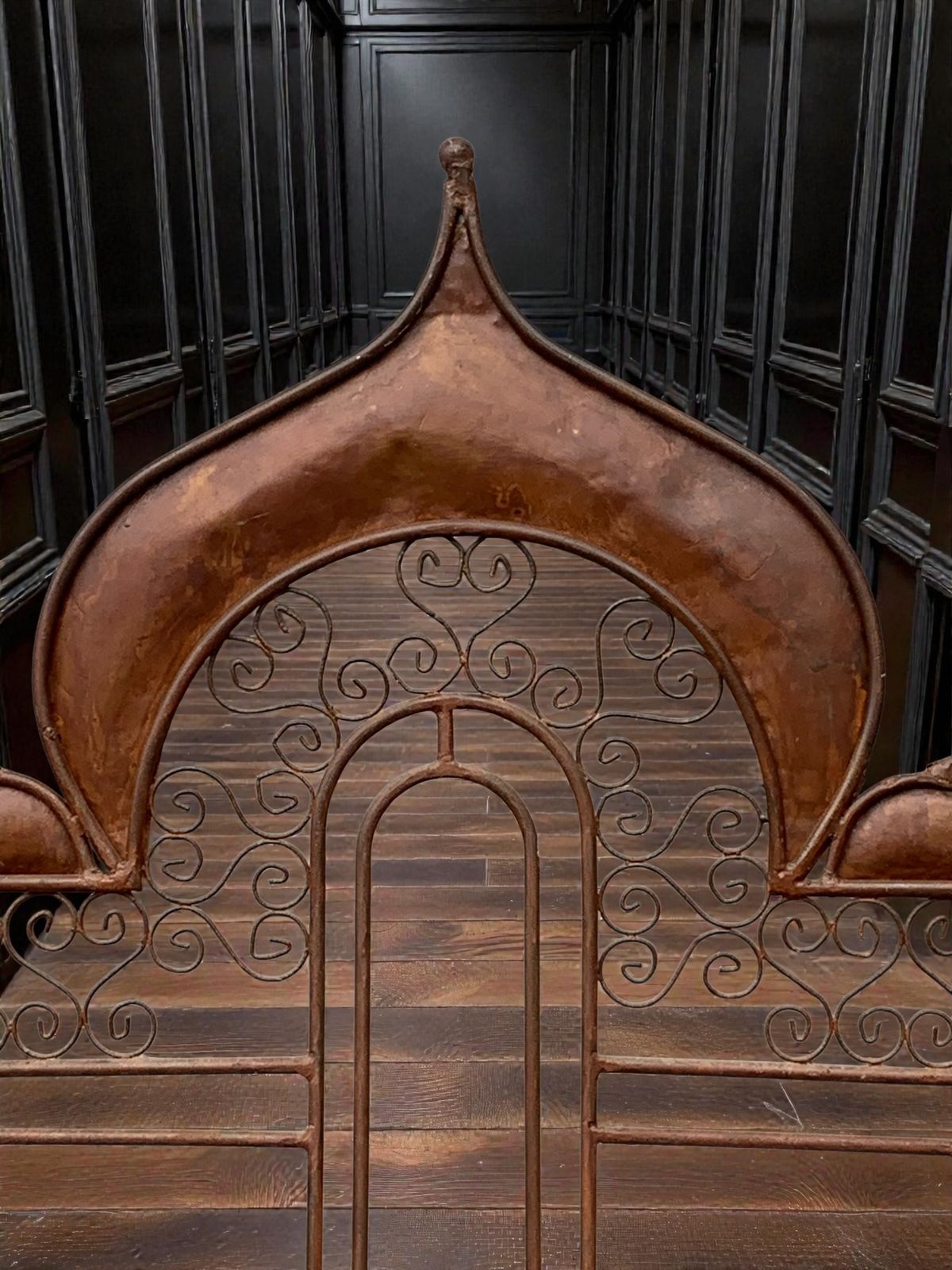 Grand Vintage Moorish Wrought Metal Window Settee Or Architectural Garden Bench photo furniture