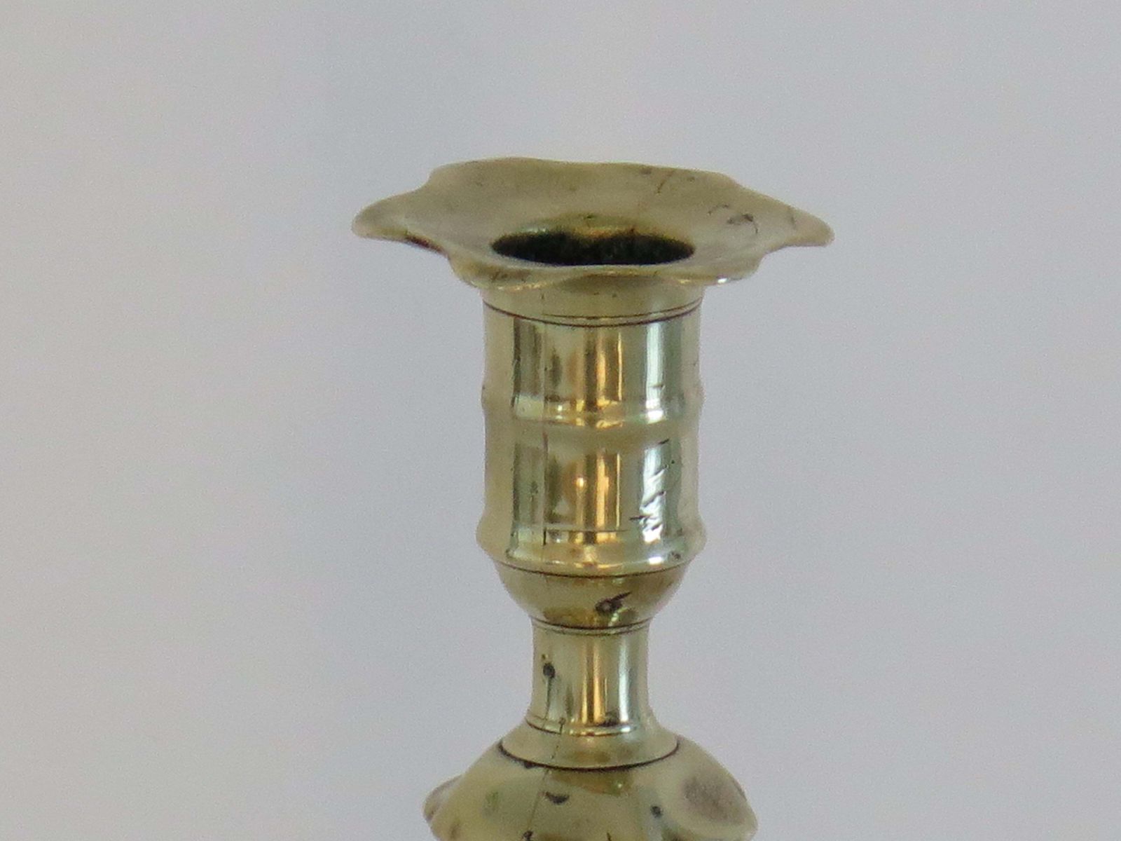 English Georgian Solid Brass Candlestick Seemed, Circa 1770 photo 345.0