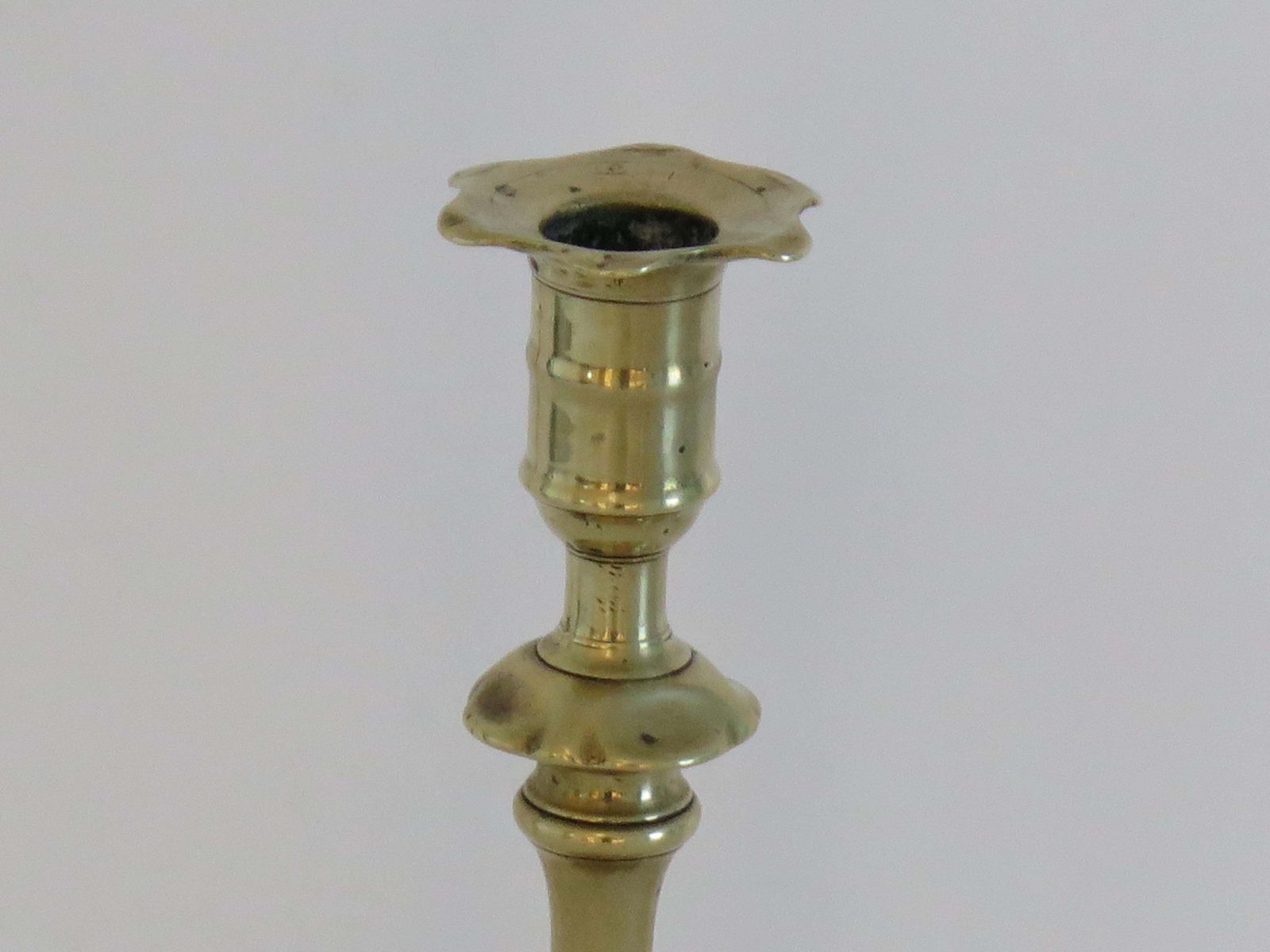English Georgian Solid Brass Candlestick Seemed, Circa 1770 photo vinterior
