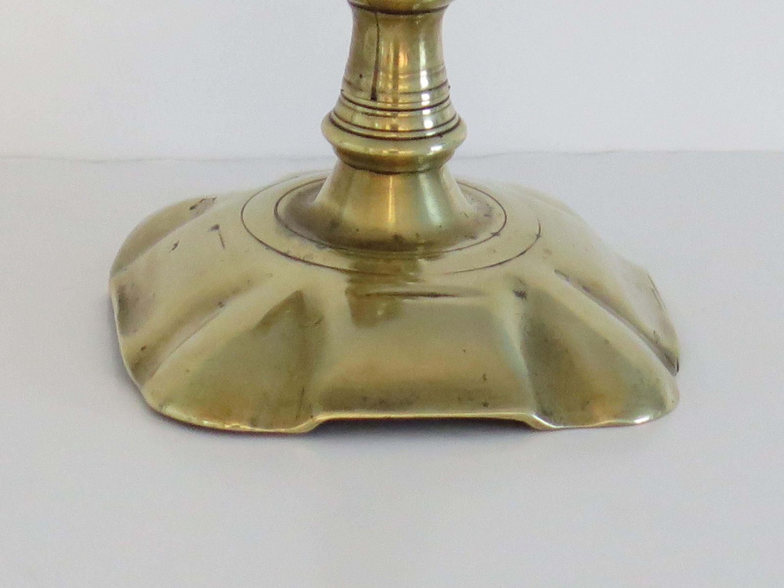 Home Decor English Georgian Solid Brass Candlestick Seemed, Circa 1770 photo