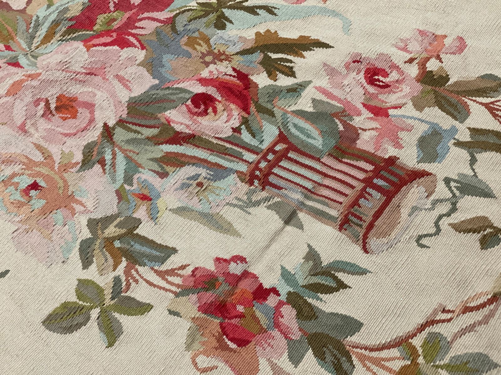 Blush Pink Carpet Aubusson Rug Vase Floral Area Rug Handwoven Home Needlepoint photo buy