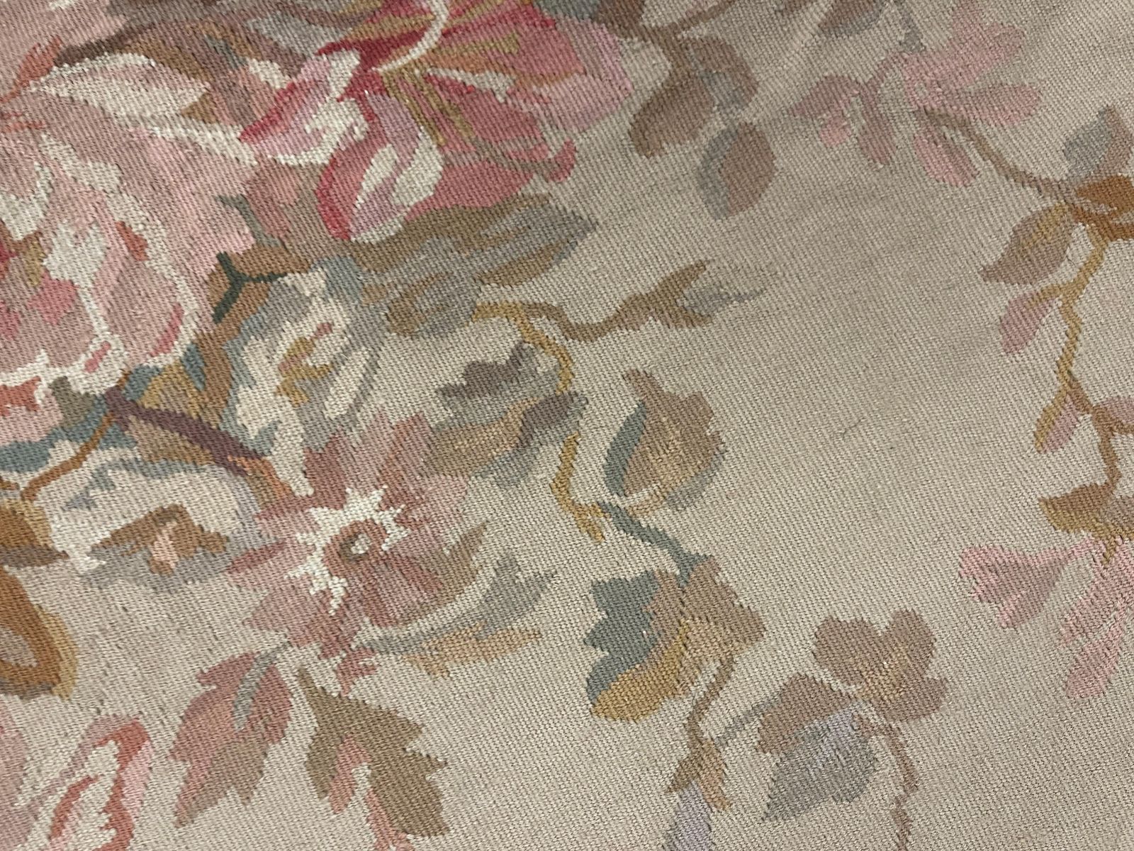 Traditional Green Baige Rug Carpet Aubusson Style Area Rug Wool Handwoven Runner photo vinterior