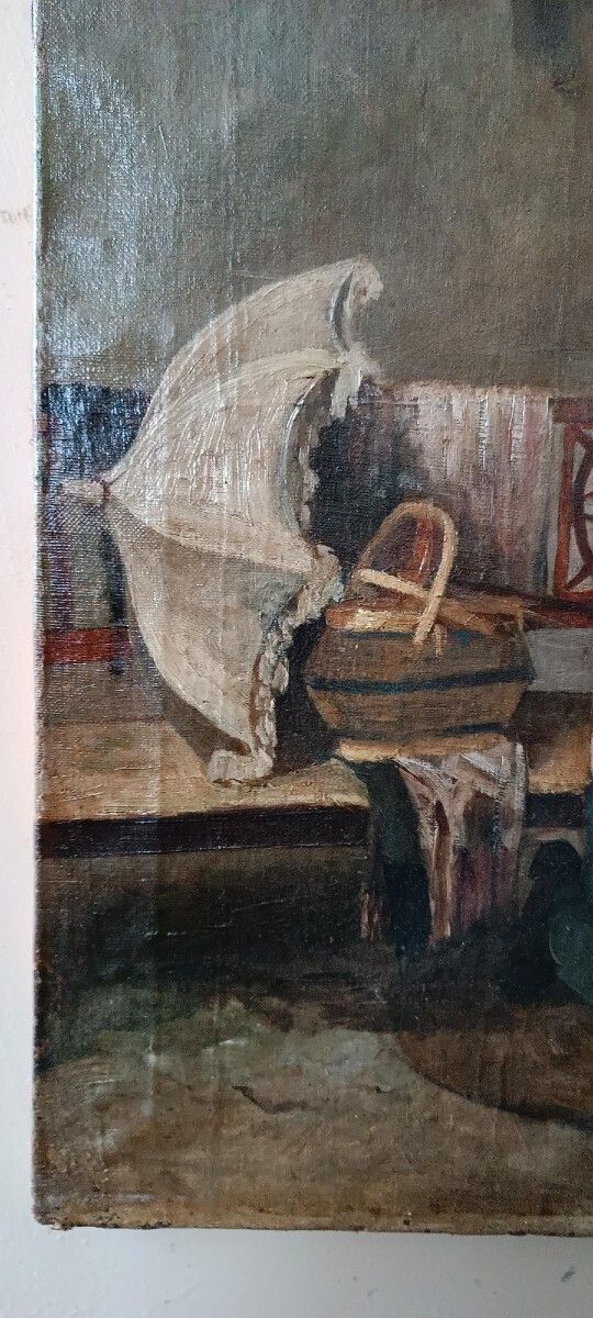 Antique Oil Painting On Canvas, Italian School, 19th Century, "The Shoemaker" photo vinterior