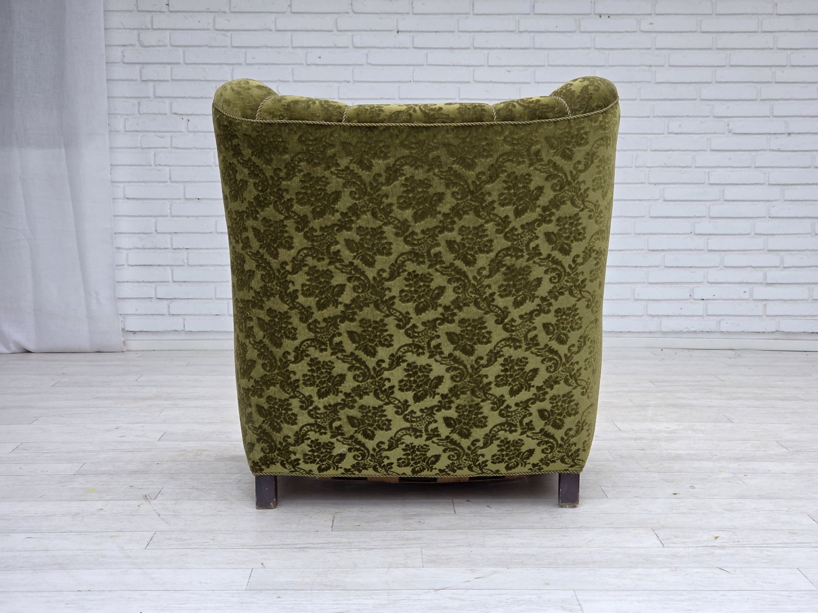 photo furniture 1950s, Danish Relax Chair, Furniture Velour, Oak Wood.