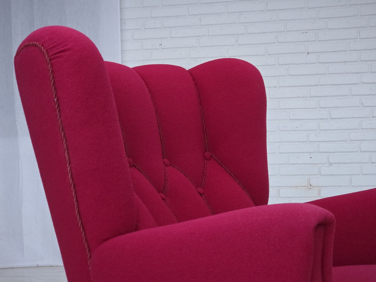 1960s, Danish Armchair, Furniture Wool, Beech Wood Legs. photo buy