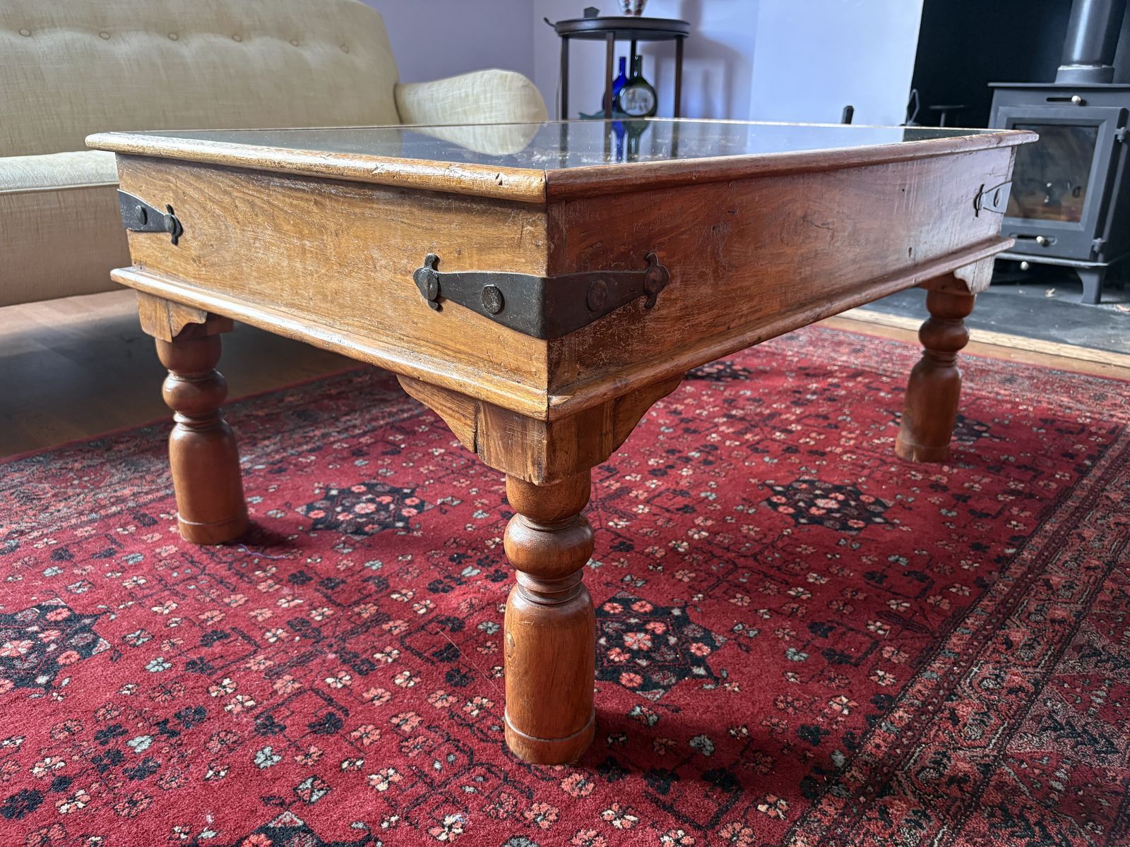 Antique Indian Reclaimed Palace Carved Teak Coffee Table photo Furniture