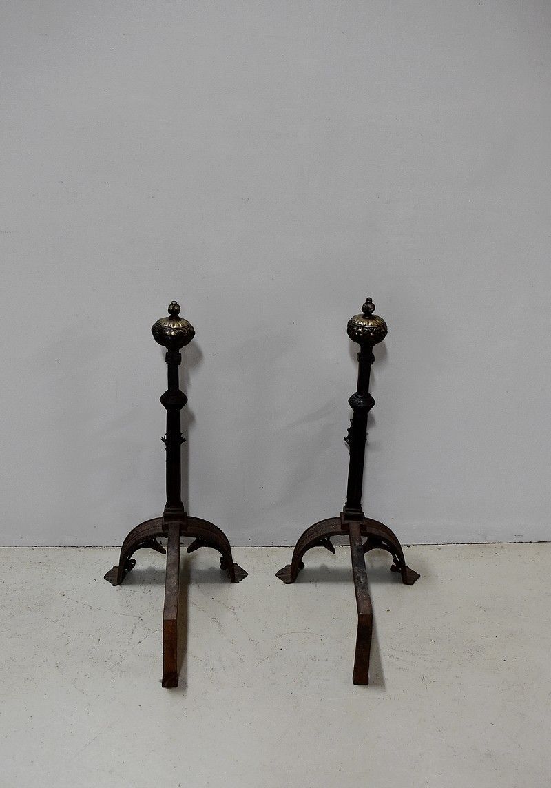 Pair Of Andirons Castles 18th photo Home Fixtures