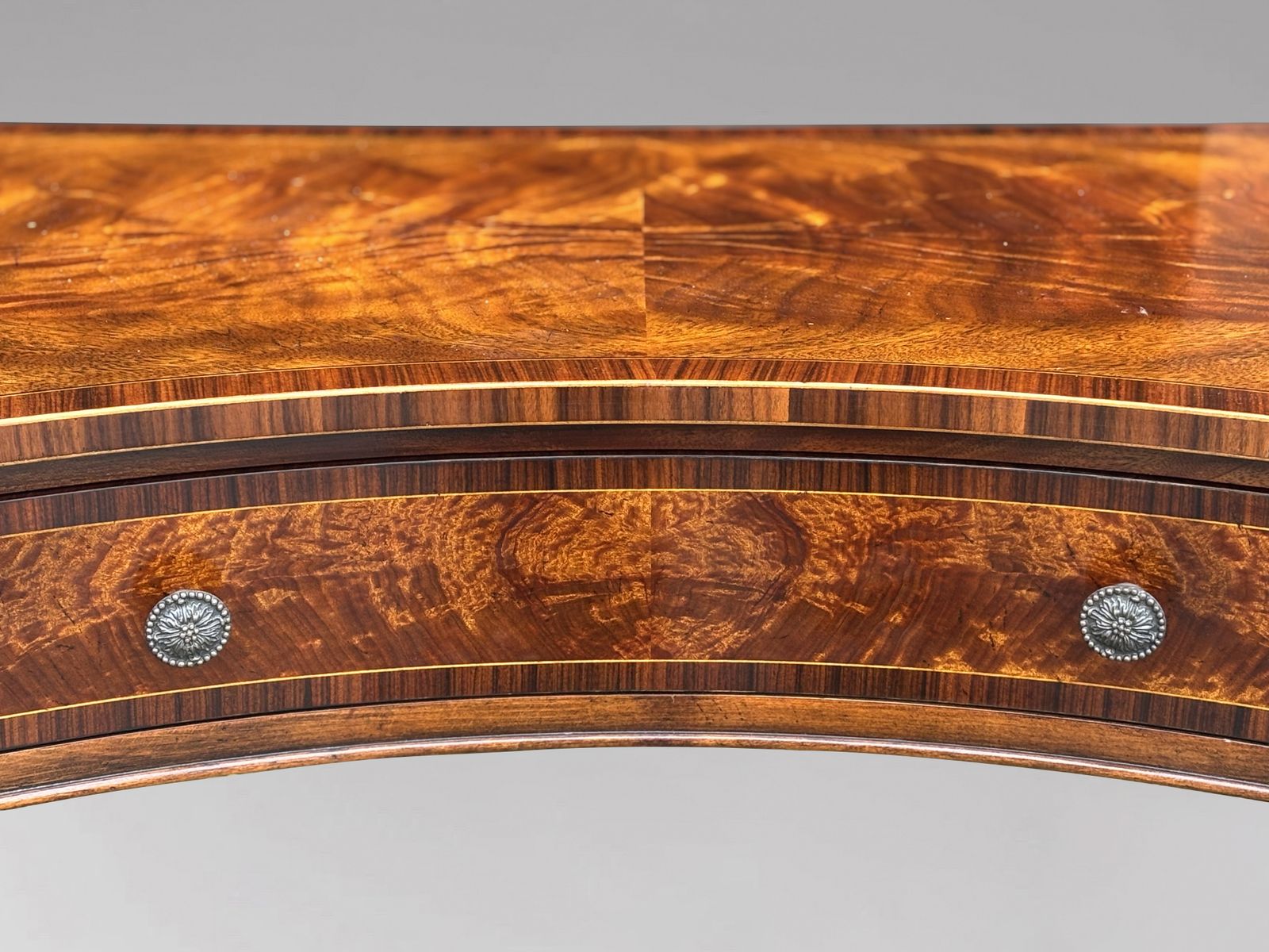 1980's Quality Walnut Inlaid Console By Brights Of Nettlebed photo for sale
