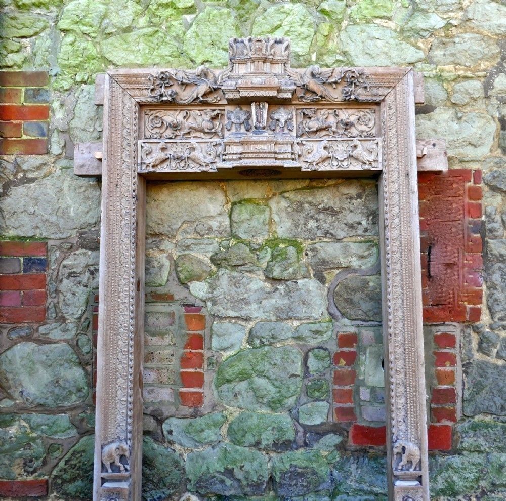 Early 19th Century Carved Teak Archway, Temple Doorway photo vintage