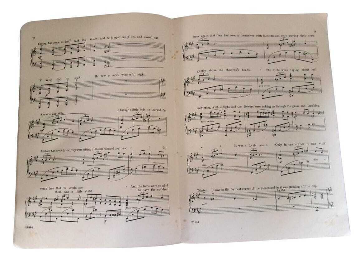 1911 Rare Oscar Wilde Sheet Music, The Selfish Giant Music By Liza Lehmann 1st Edition With Wrappers photo Home Decor
