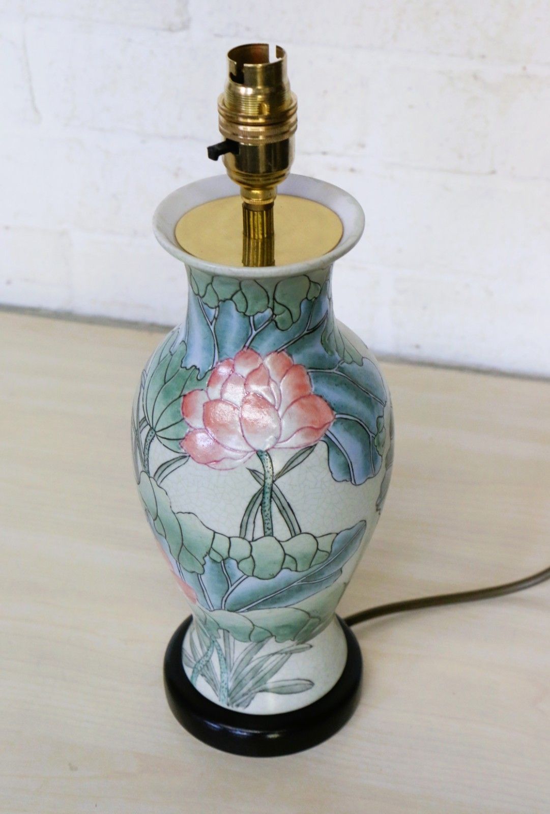 photo for sale Vintage Table Lamp Carlos Remes Water Lily Oriental Chinese Ceramic Vase