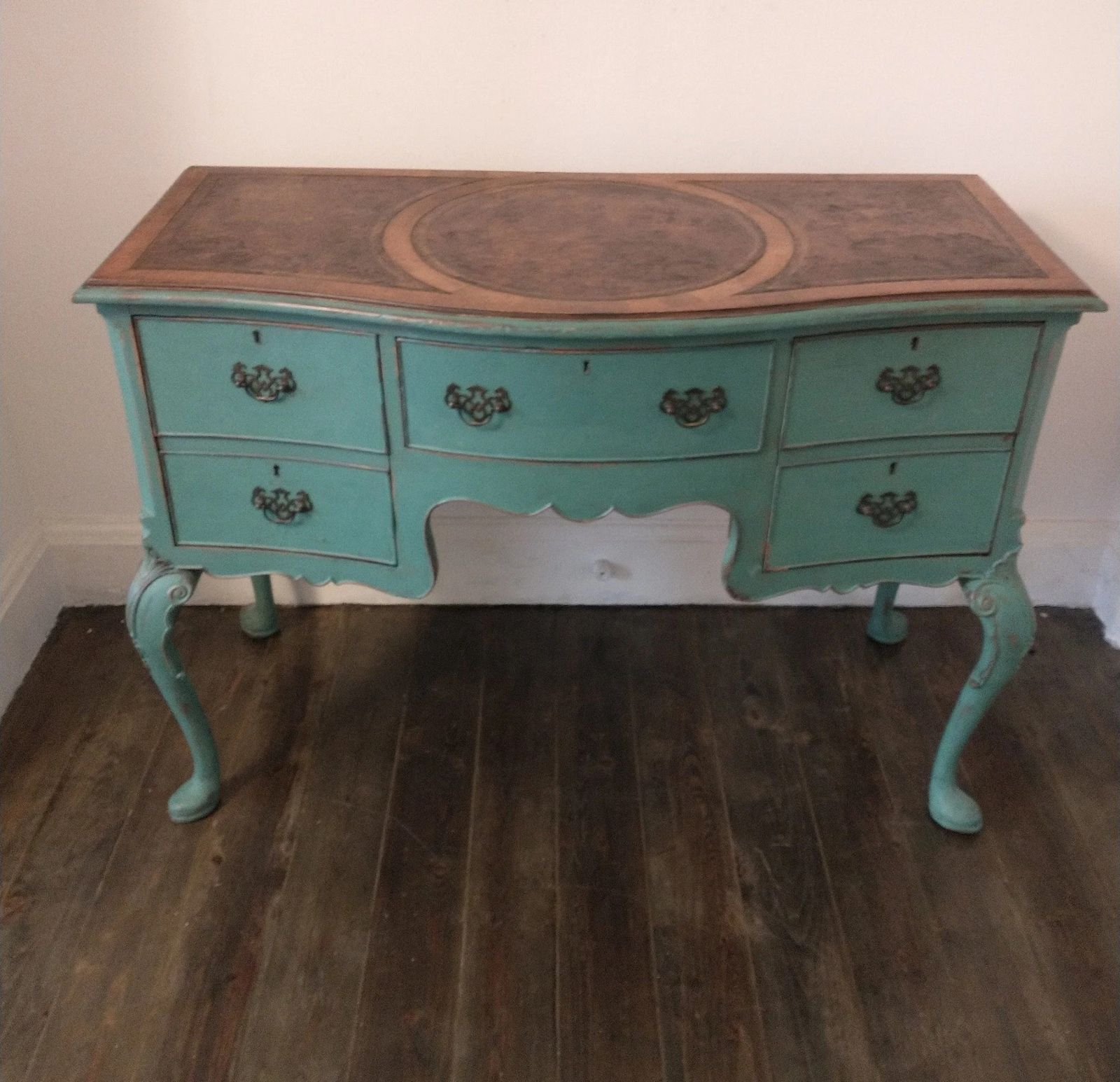 Green Painted 1930s Antique Louis Style Desk photo furniture