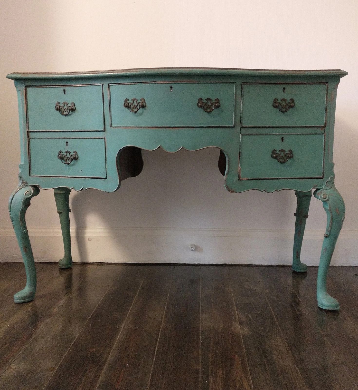 Green Painted 1930s Antique Louis Style Desk photo vintage