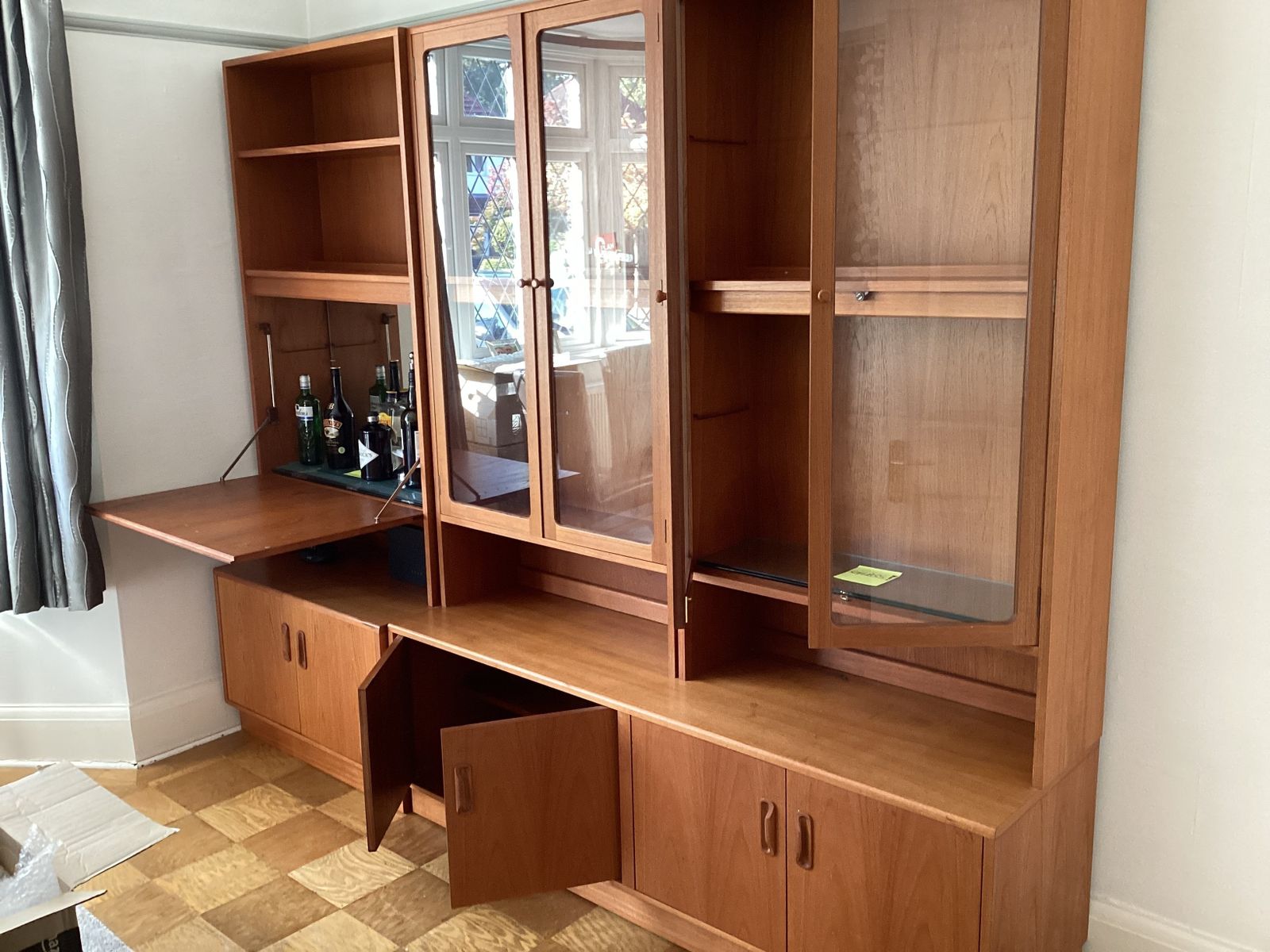 G Plan Cabinets For Sale, Configurable Single And Double Base, Drinks Cabinet And 2 Display Cabinets photo furniture