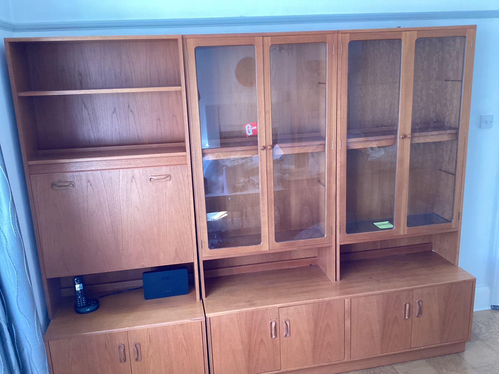G Plan Cabinets For Sale, Configurable Single And Double Base, Drinks Cabinet And 2 Display Cabinets photo for sale