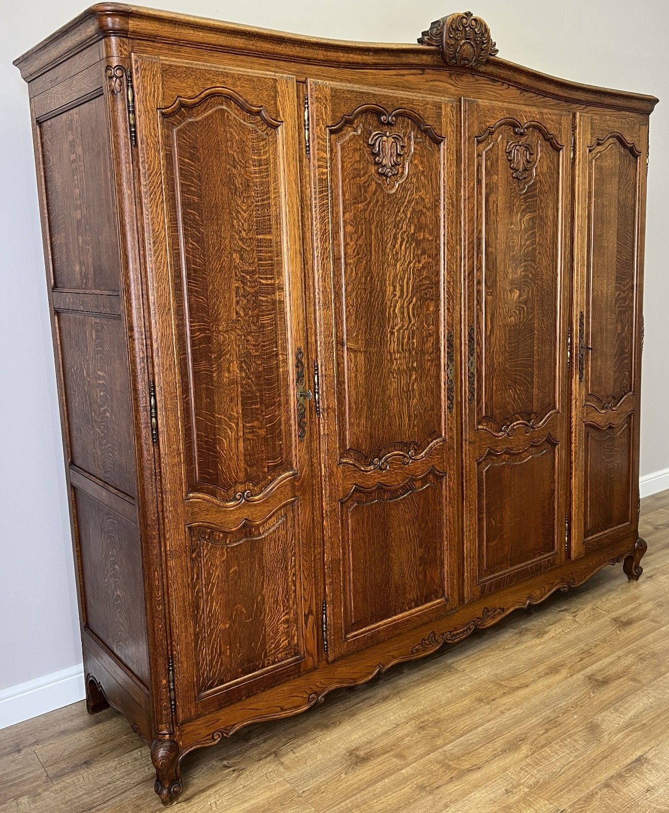 Wardrobe Vintage French Louis XVI Style Oak Four Door Carved Armoire Lot 4827 photo furniture