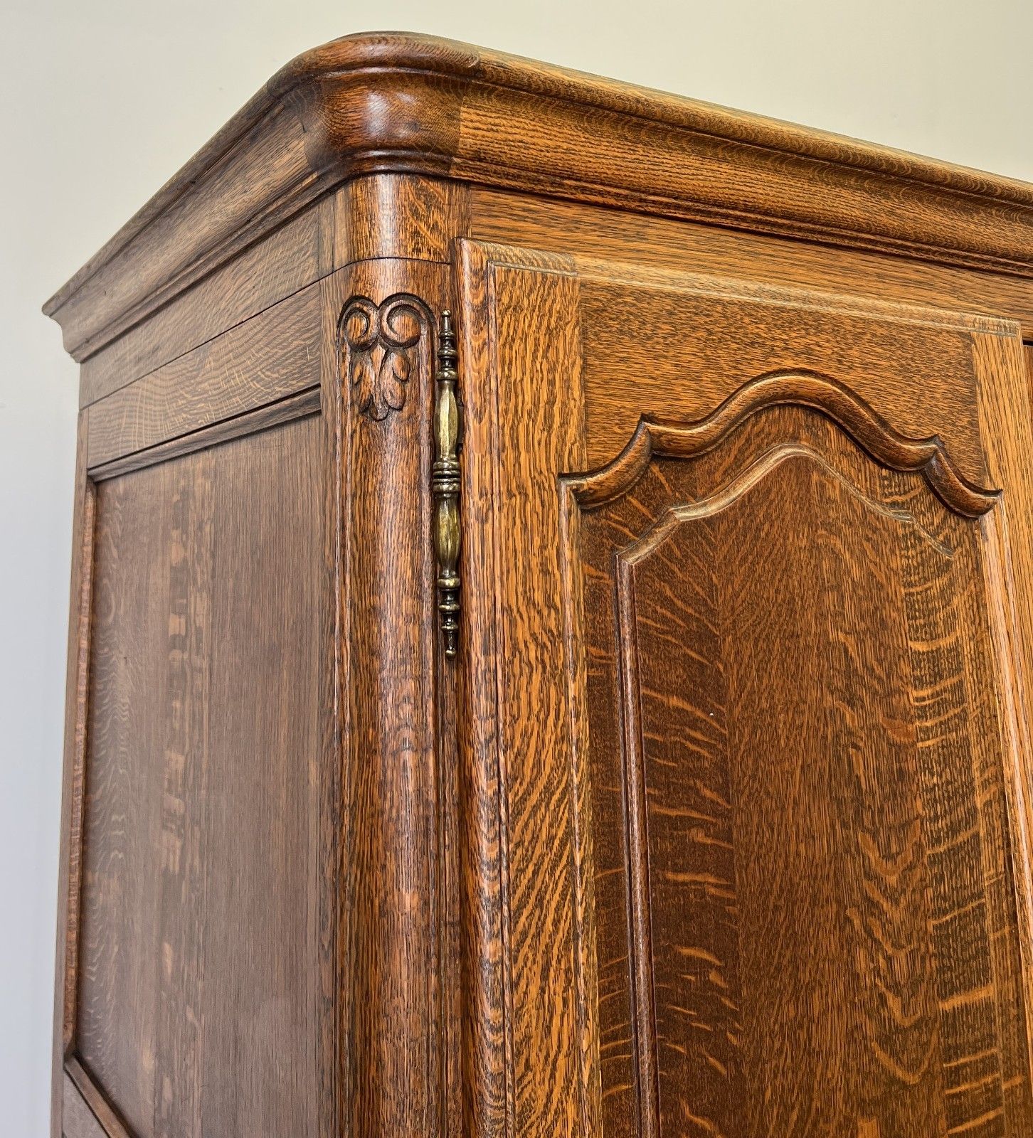 Furniture Wardrobe Vintage French Louis XVI Style Oak Four Door Carved Armoire Lot 4827 photo