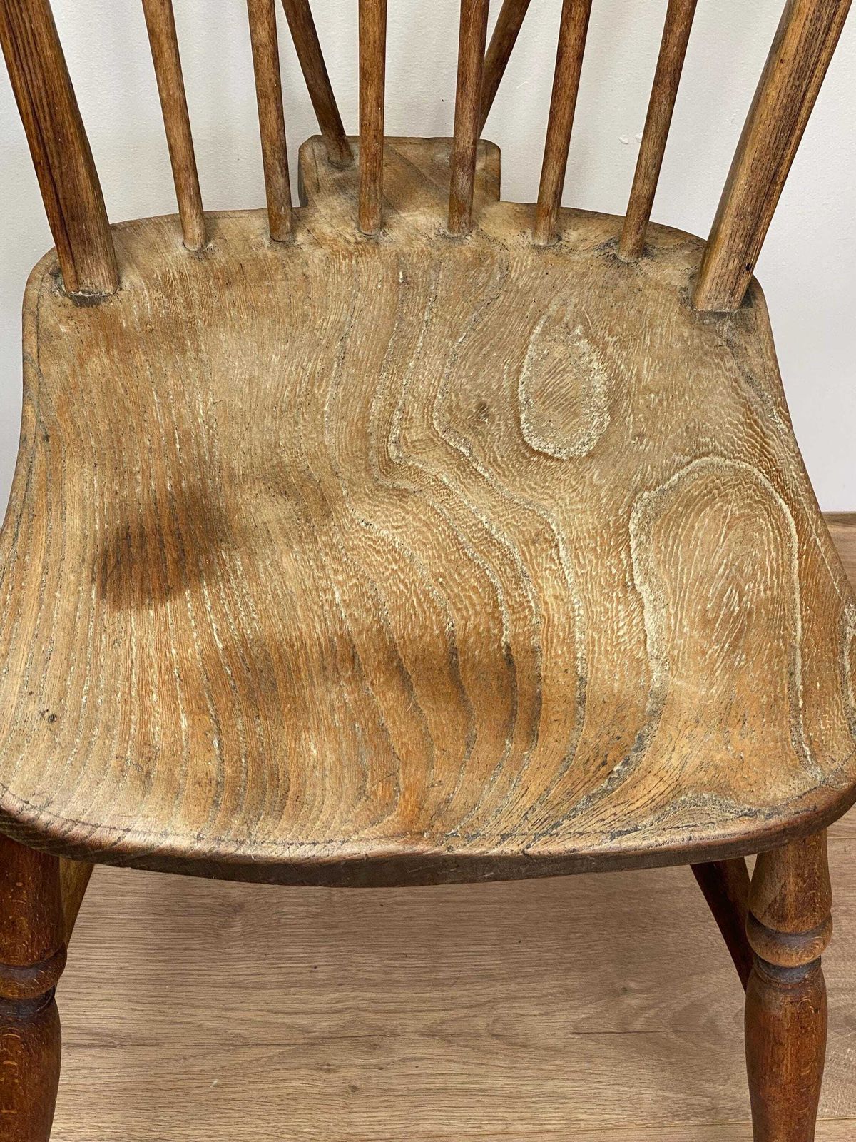 Antique Hand Made Elm Seat Kitchen Chair With Lovely Patina photo furniture