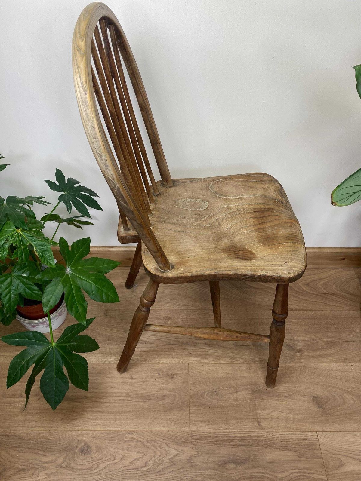 Antique Hand Made Elm Seat Kitchen Chair With Lovely Patina photo buy