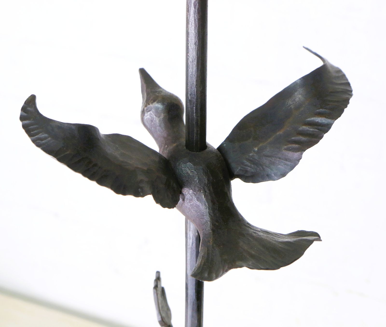A Unique & Large Wrought Iron Sculptural Candlestick Featuring A Bird And Hands Freedom Beautifully Made photo vinterior