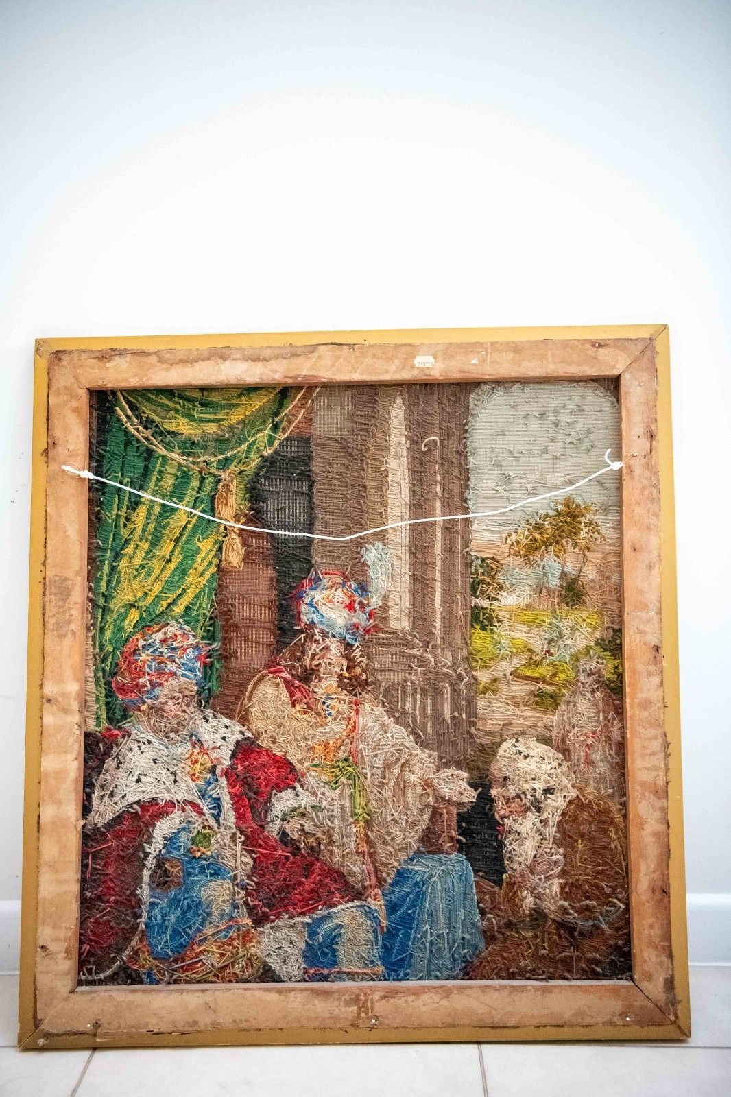 Large Antique Continental Needlepoint Tapestry Picture, Biblical  Scene, C.1890 photo buy