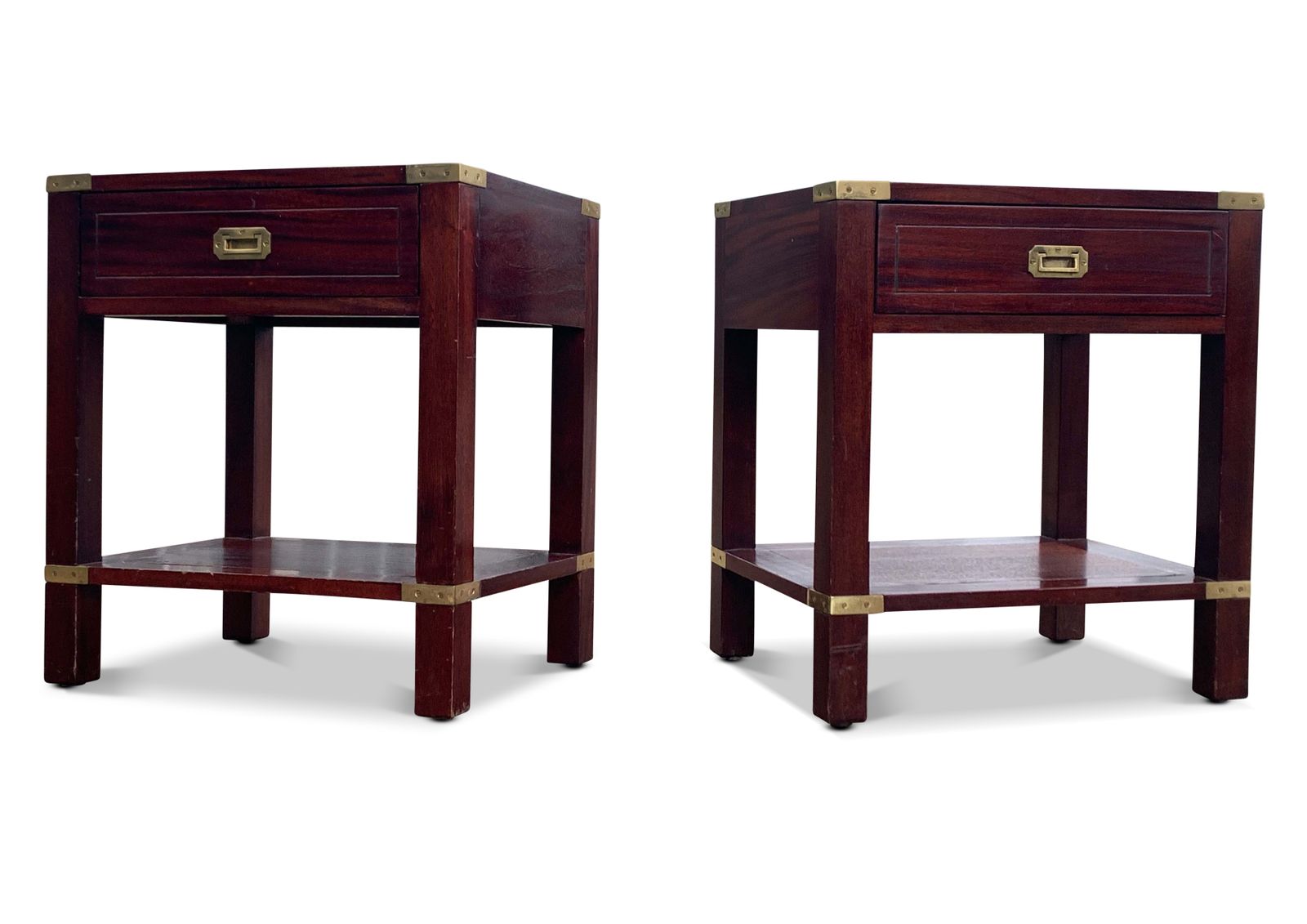 Furniture Kennedy For Harrods Pair Of Rosewood Military Campaign Nightstands With Drawer photo