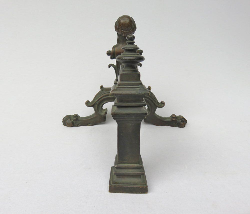 Historicist Bronze Andirons, 19th Century, Set Of 2 photo vintage