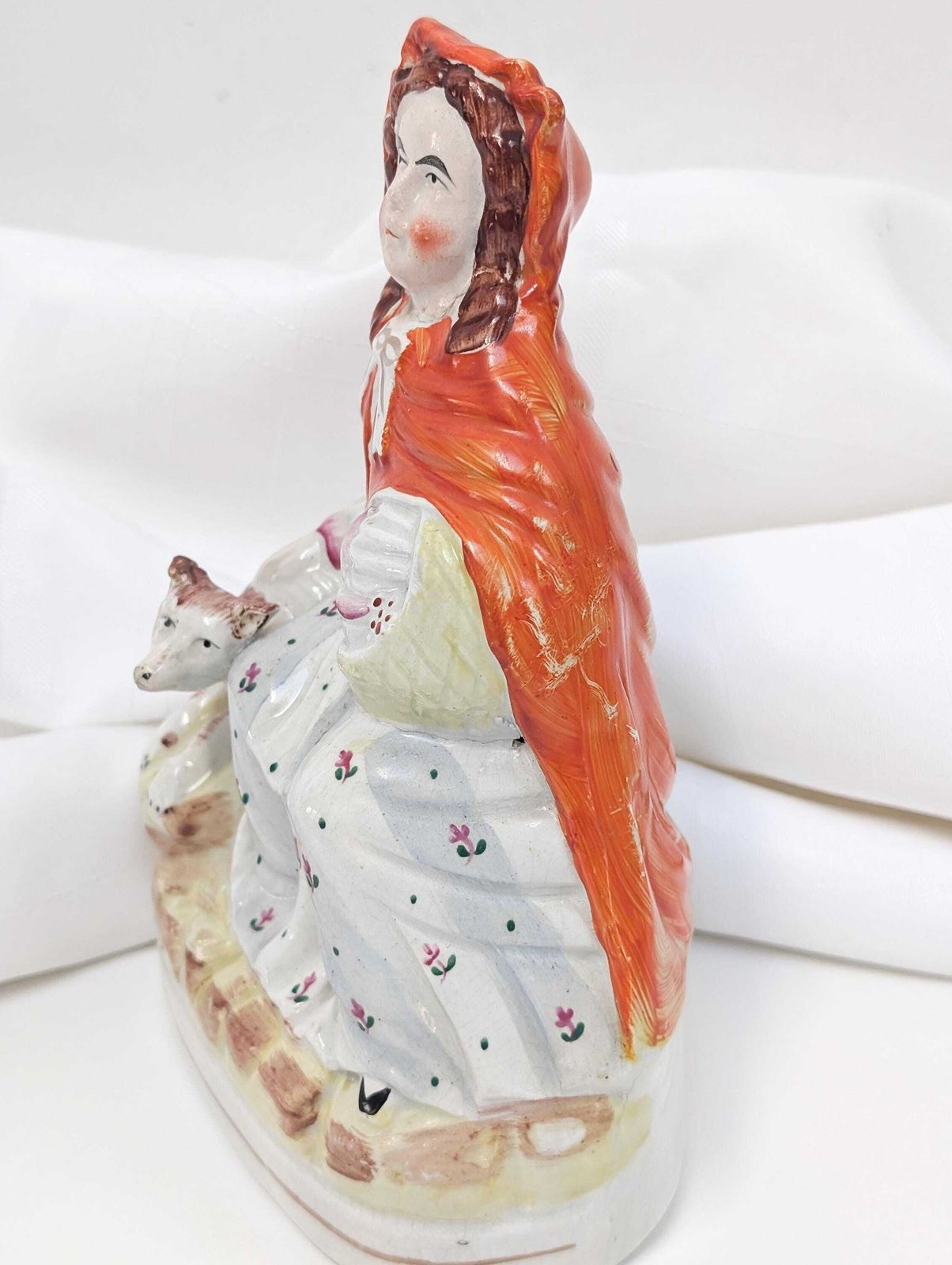 Antique Staffordshire Red Riding Hood Flat Back C.1865. Rare Vintage Collectible. photo 75.0
