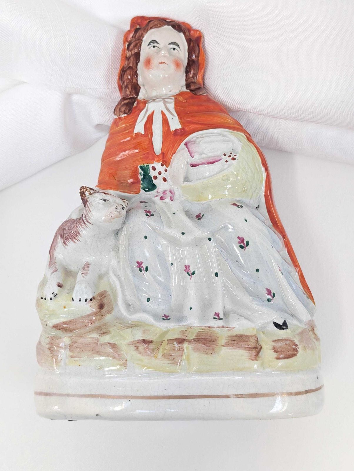 photo for sale Antique Staffordshire Red Riding Hood Flat Back C.1865. Rare Vintage Collectible.